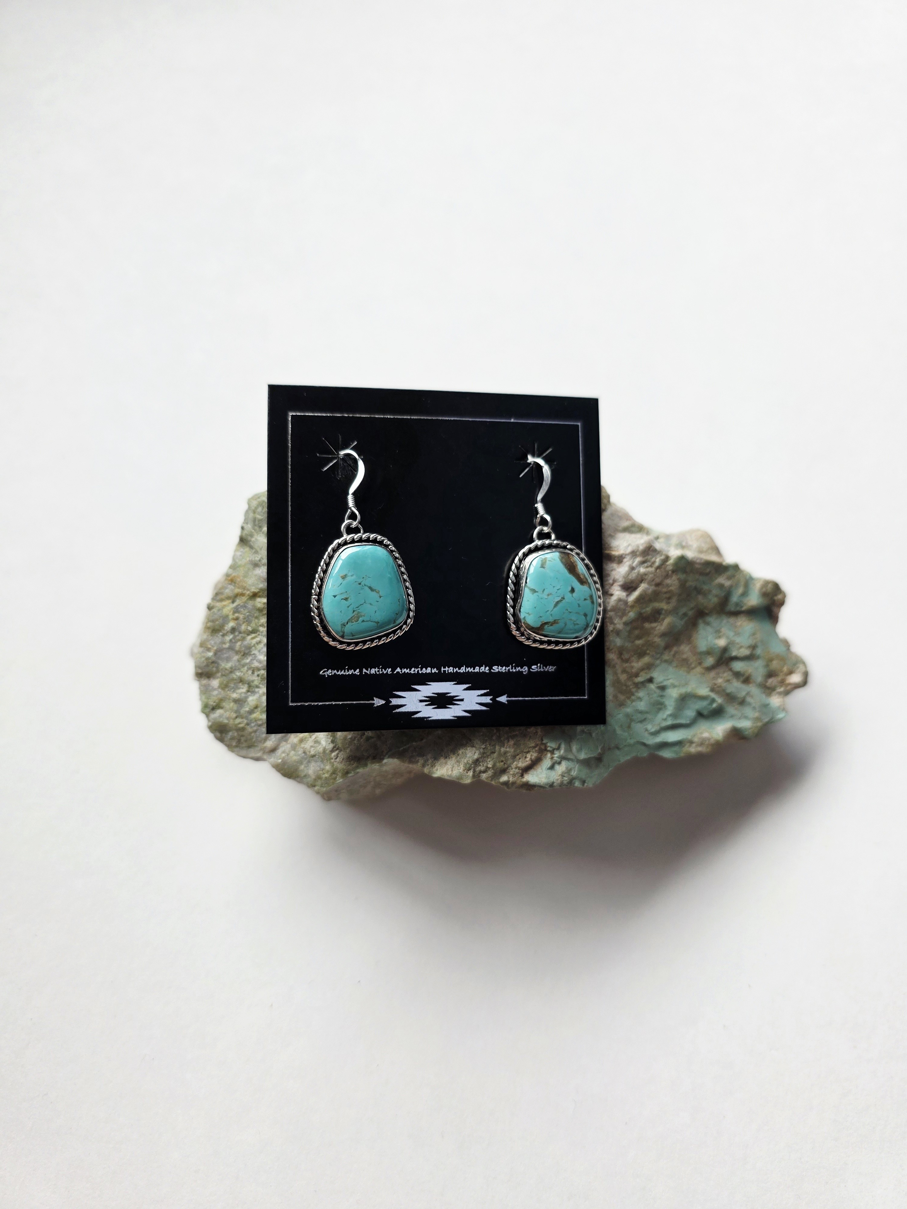 Turquoise Drop Dangle Earrings - Sterling Silver